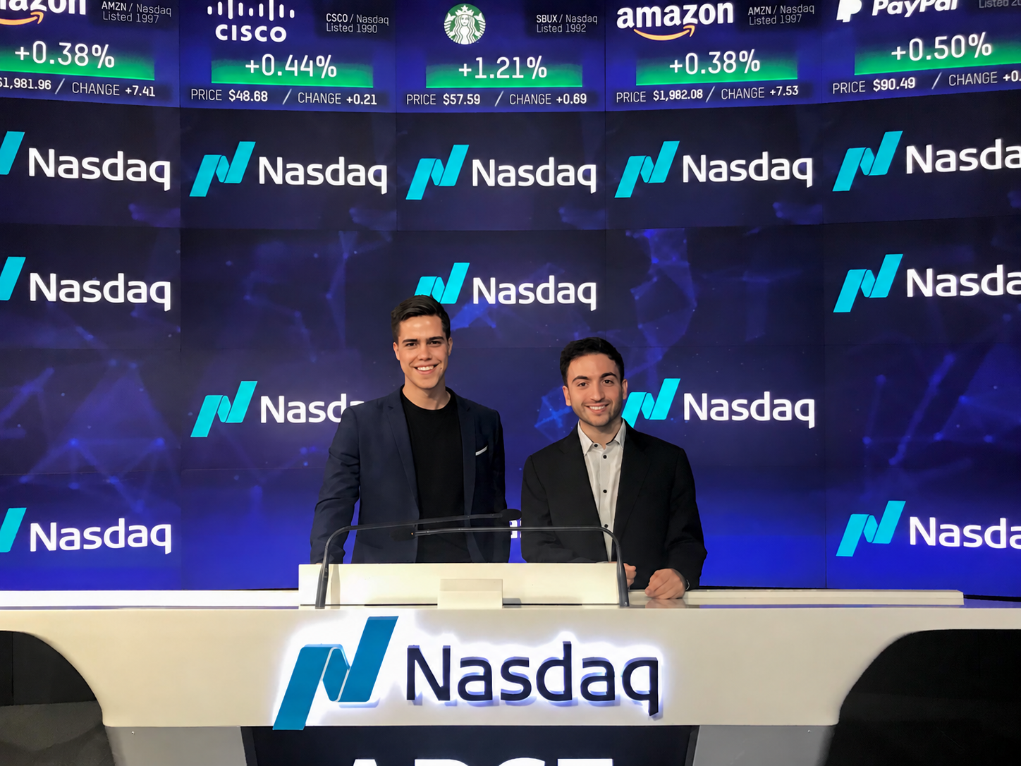 Zach Medina and Dave Feinman at the Nasdaq studio